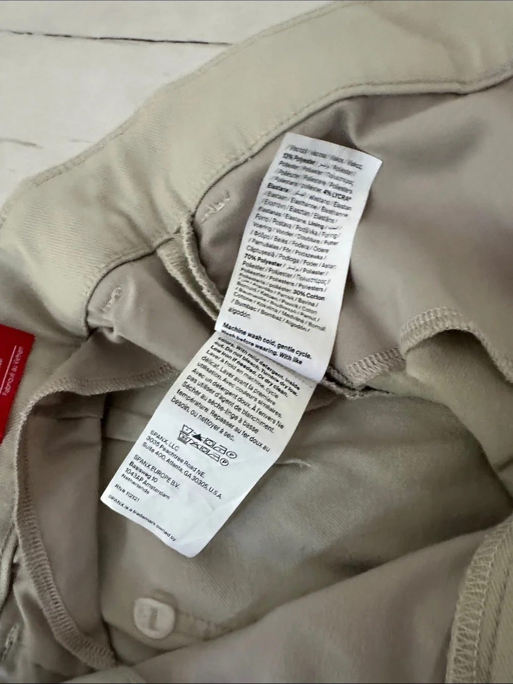 SPANX Stretch Twill Patch pocket Wide Leg High-Rise Pants in light khaki